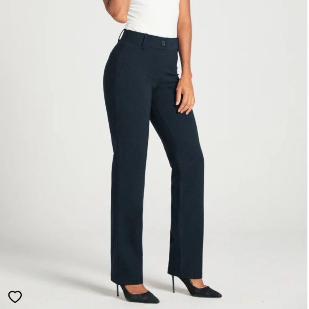Betabrand Navy Straight-Leg Classic Dress Pant Yoga Pants